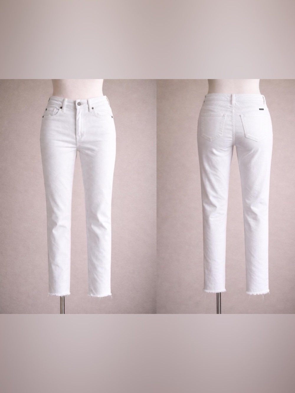 KanCan White Skinny Jeans with Frayed Hem - Picture 1 of 6
